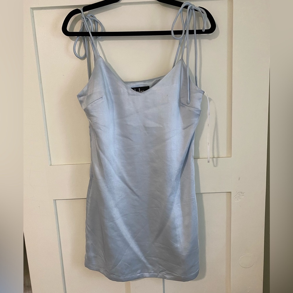 Lulus Light Blue Satin Shift Dress